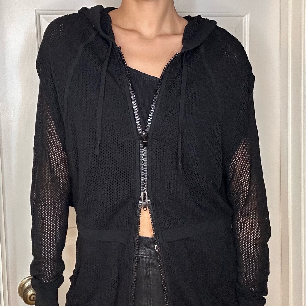 BLACK MESH ALEXANDER WANG HOODIE